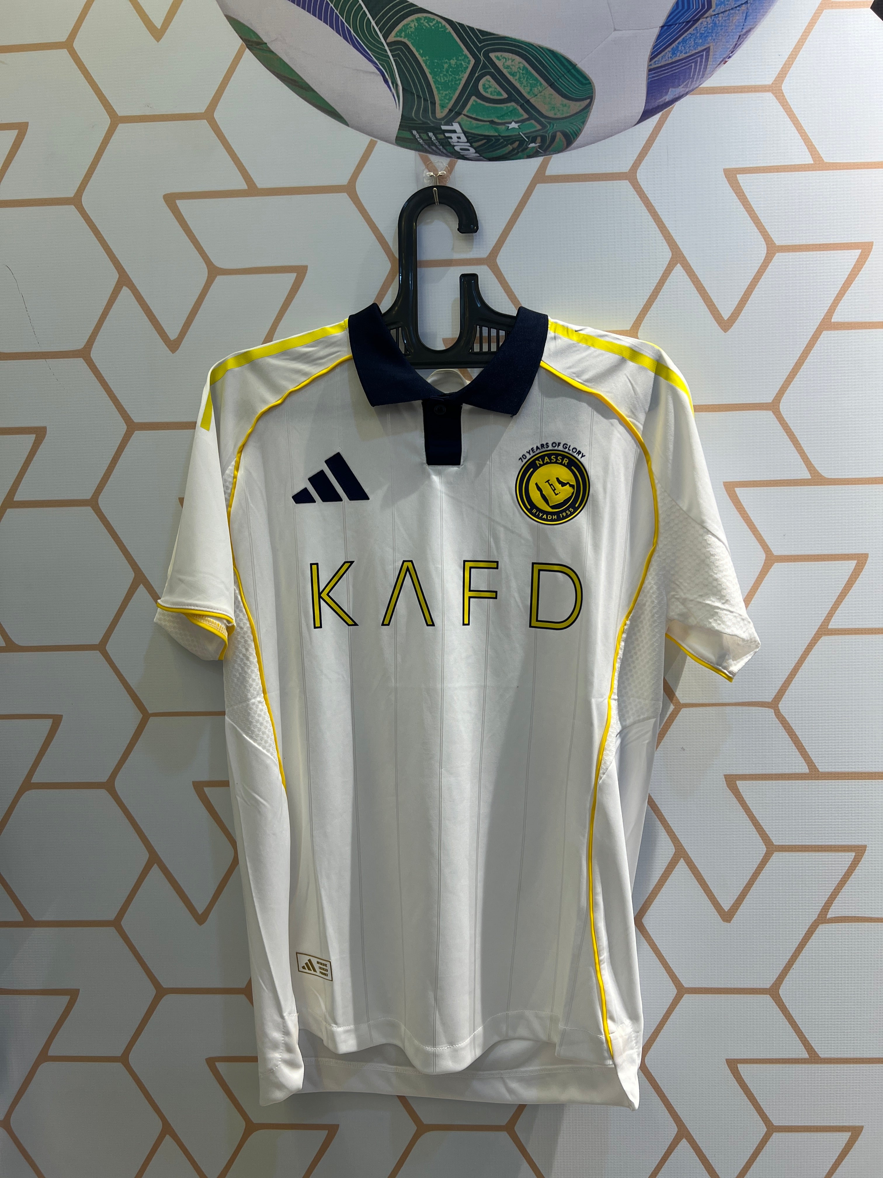 Al Nassr Away 25/26 Jersey front view white and yellow player version design India