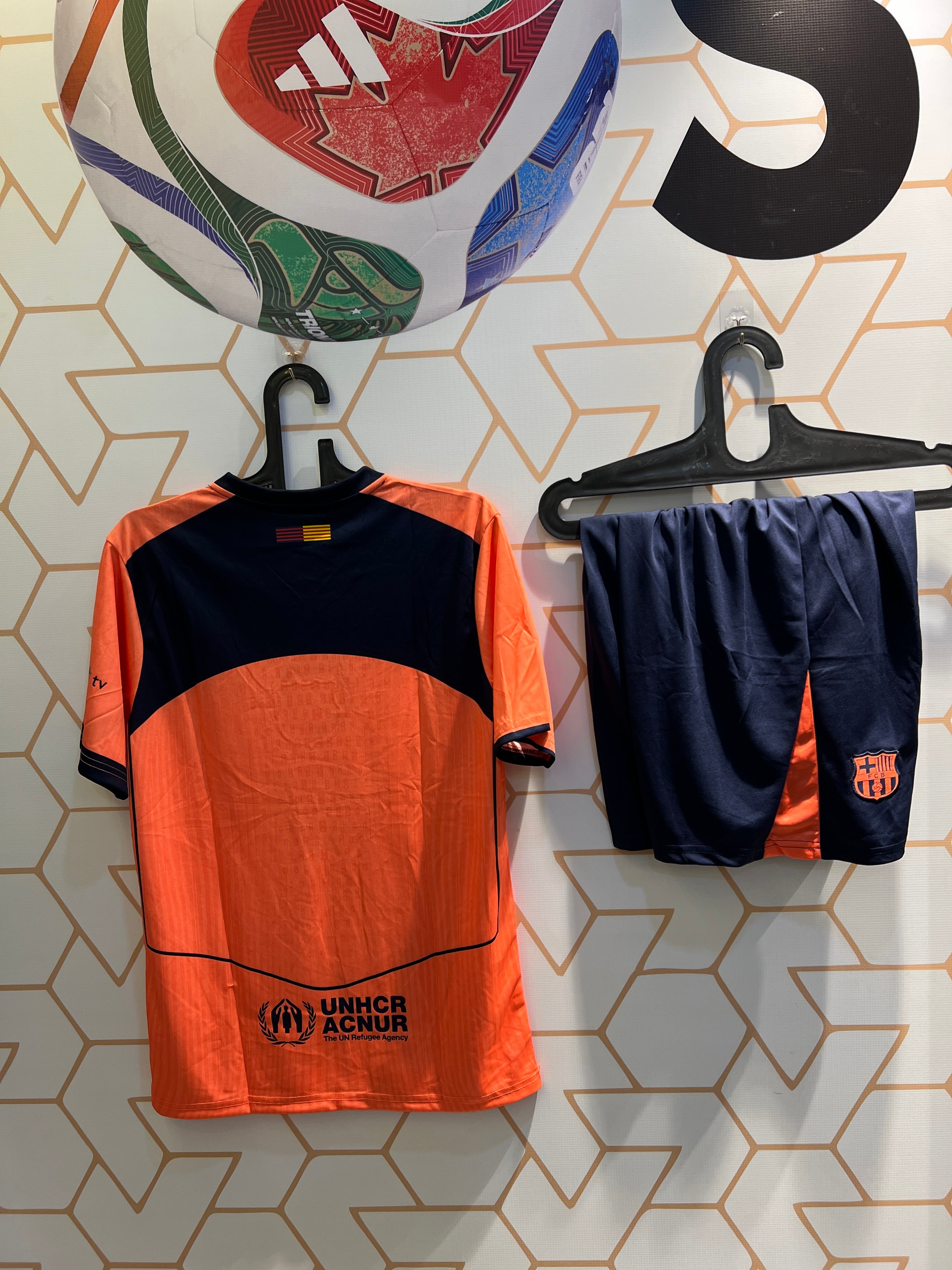 Barcelona 25/26 Away Kit back view premium orange football outfit India