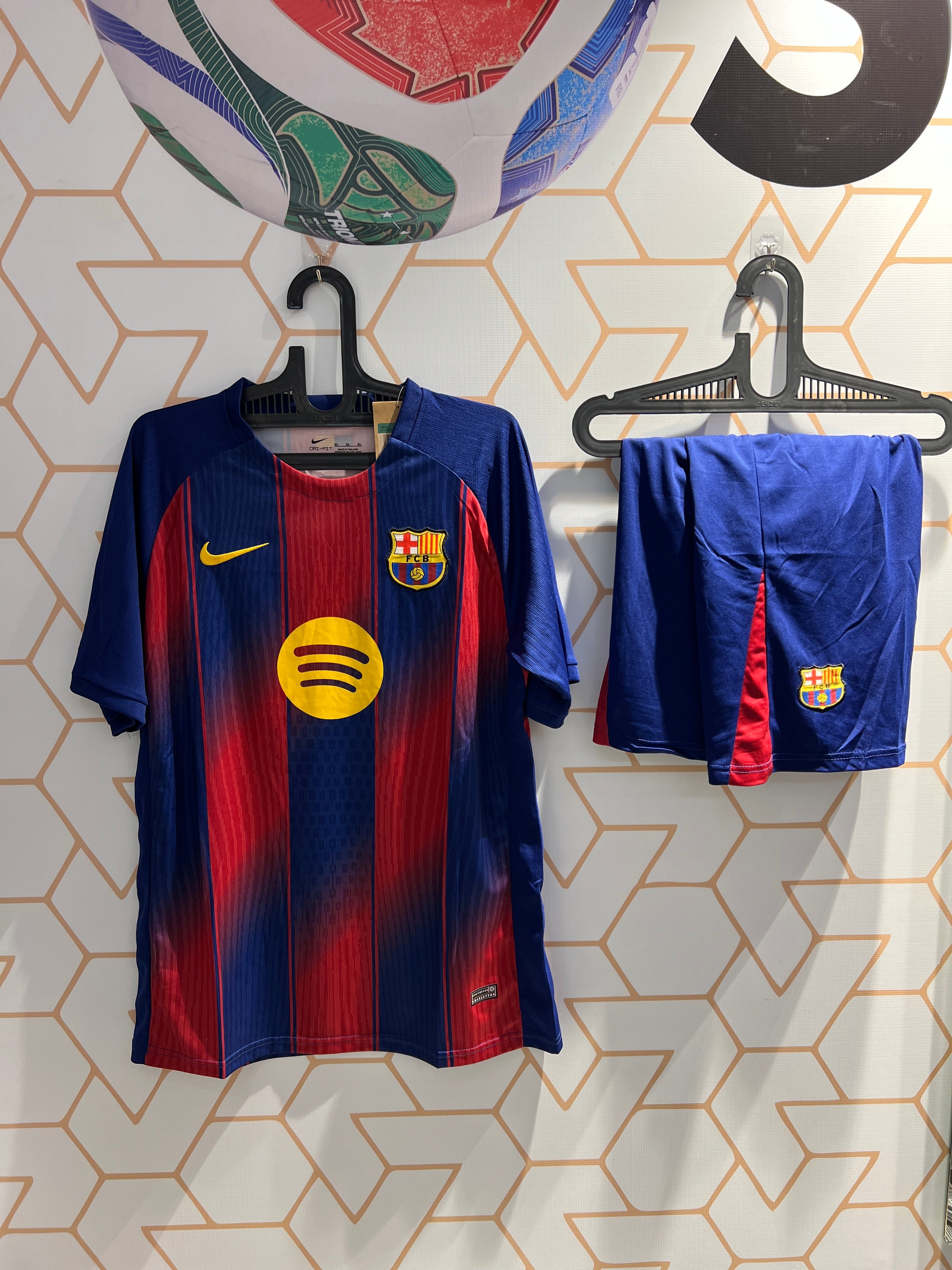 FC Barcelona Home 25/26 Kit front view official Barca jersey and shorts master quality