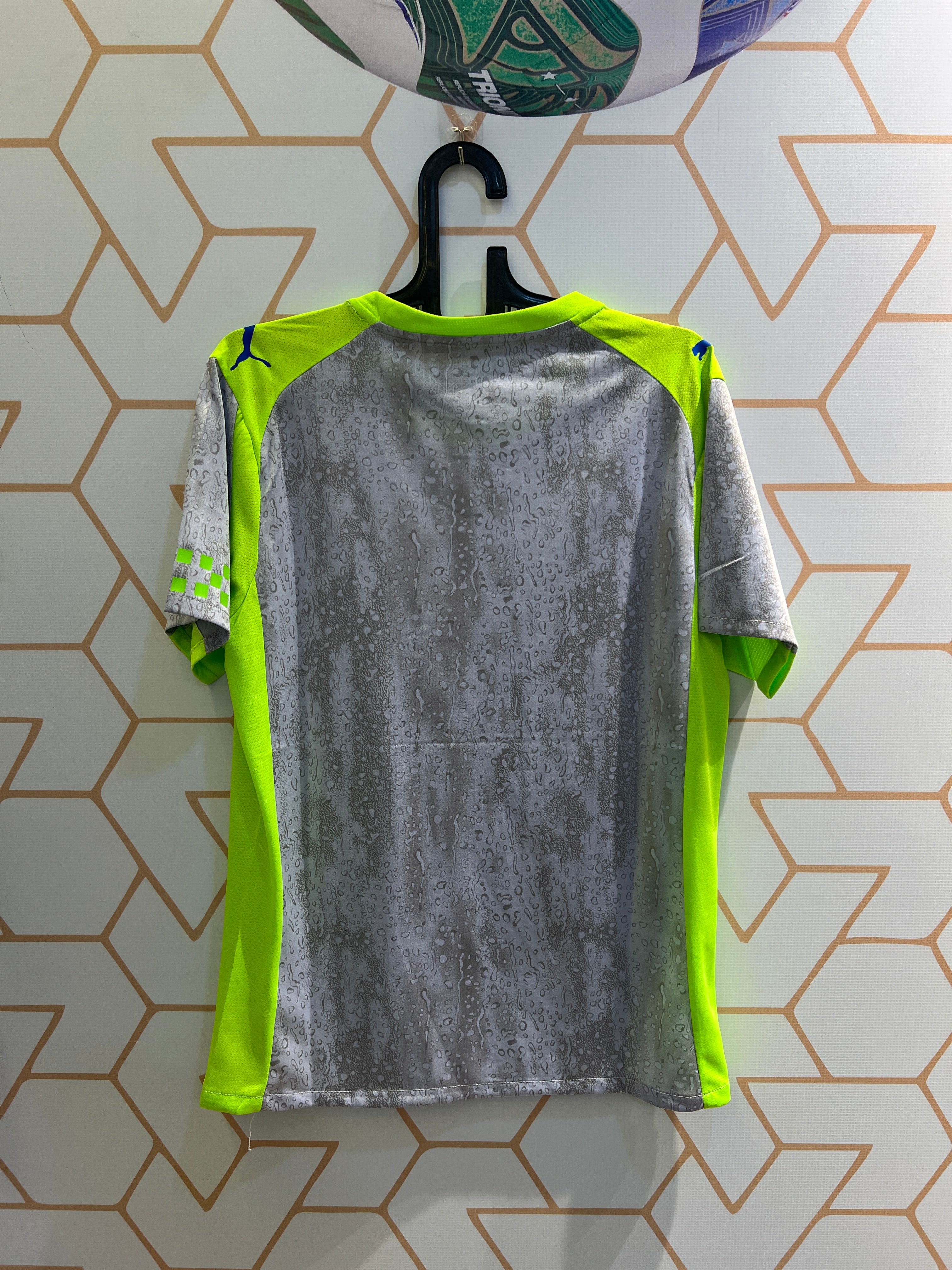 Manchester City 25/26 Away Jersey back view premium grey neon football shirt