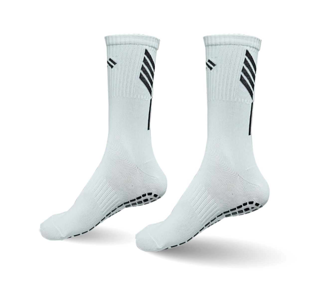 Mizaki Non‑Slip Grip Socks – Athletic Performance Crew Socks (Black / White)